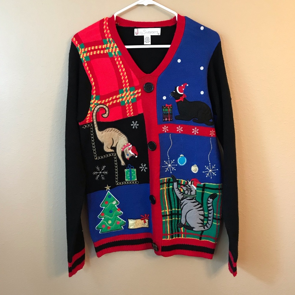 Cat Christmas Sweater Size Small- Jolly Sweaters